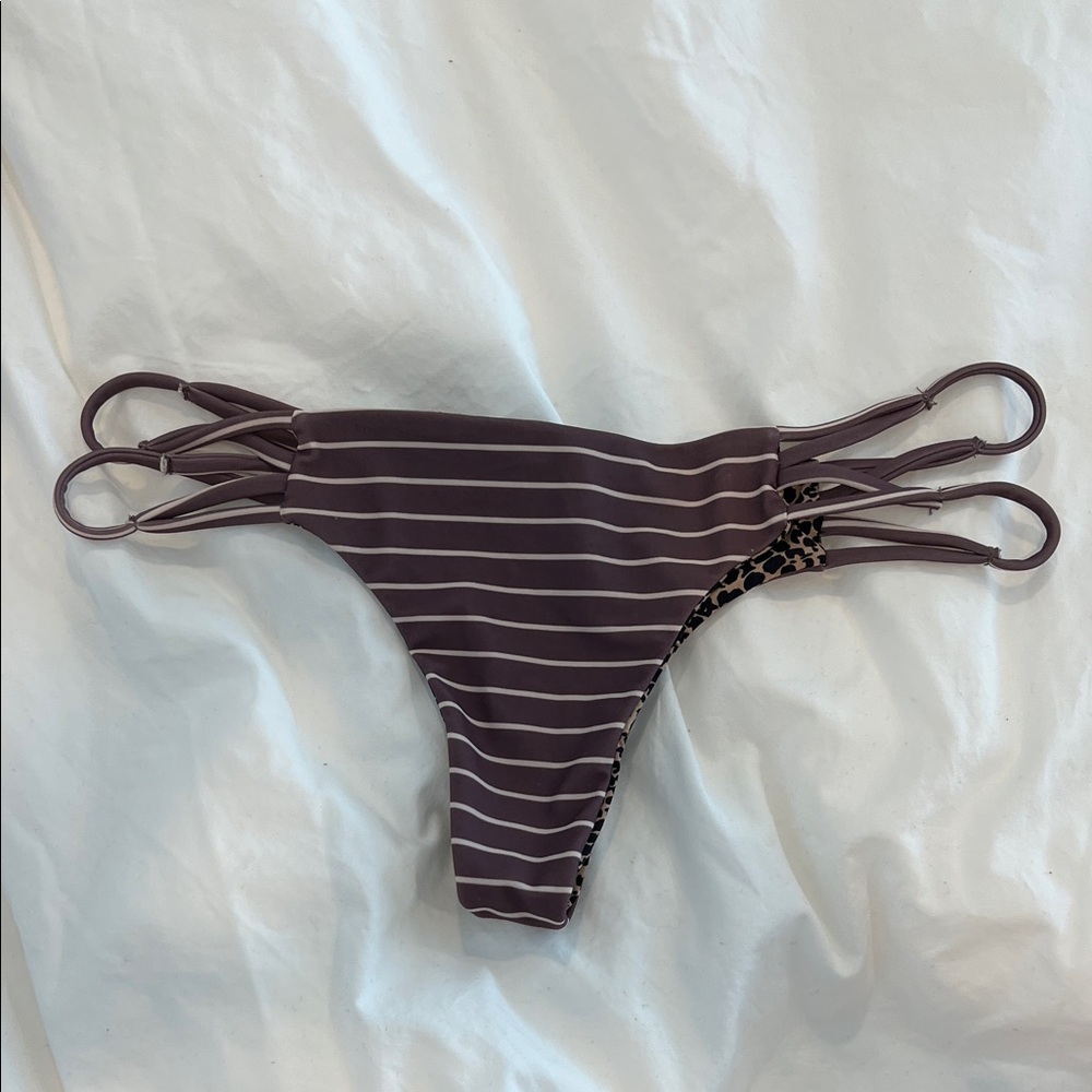 acacia swimwear Brown and White Striped Triangle Bikini - Picture 6 of 8